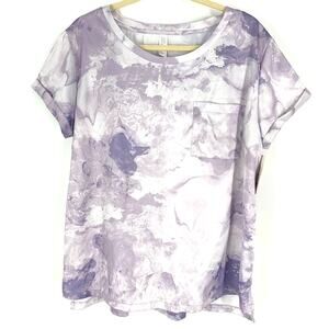 Stars Above Women's Purple Tie-Dye Satin Sleep T-Shirt Short Sleeve Size Large